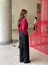 Deven Shirring Collar Chiffon Blouse