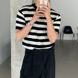 LMN Cobbs Twisted Stripe Short Sleeve Knitwear (3 colors)
