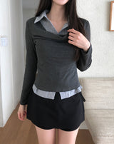 リートドレープレイヤードシャツ