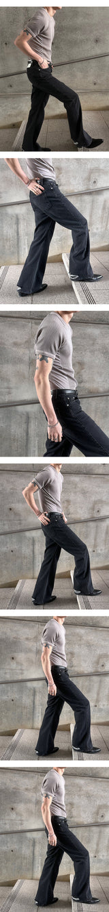 [MUSCLE FIT]ピグメントメッシュゴルジハーフニットTシャツ(4color)
