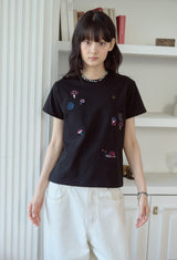26SS★ Mushroom Stitch Crop Short Sleeve Tee