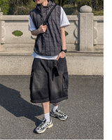 Crinkle Check Hooded Anorak Vest