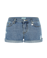Damage Roll-Up Micro Denim Shorts
