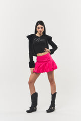 Logo Cubic Crop Top Black