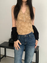 Jaden Lace Flower Halter Top