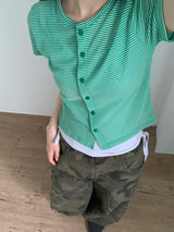 Striped mini cardigan (4color)