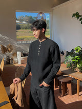 Stoic Henley-Neck Wool Knit (4 Colors)