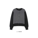 Layered wool knit cardigan(Black)