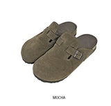Suede Buckle Mule Slippers