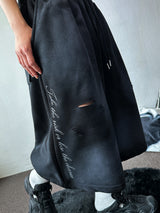 Space Side Lettering Distressed Bermuda Shorts 3color