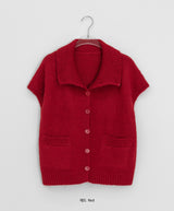 Siduri Hairy Collar Short Sleeve Knit Cardigan
