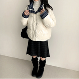 Daring checkered lining point short padded coat