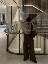 Look Mentless Formal Pintuck Back Banding Wide Slacks