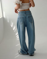 Lace to Buckle Light Blue Wide Pants