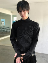 アシンメトリーハイネックスリムフィットジップアップ