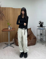 Luen Wrap Henley Neck Long Sleeve