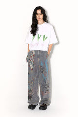 Simple and fun printed summer pure cotton loose short-sleeved T-shirt
