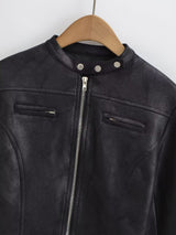 Bern Curve Panel Crop Leather Jacket