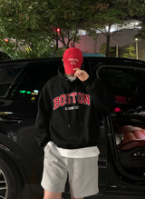 Urban Boston Embroidery Double Middle Overfit Hoodie