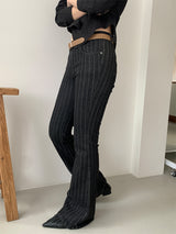 STRIPE BOOTS CUT JEANS