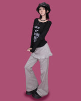 ヒップレイヤードスカートパンツ(4color)