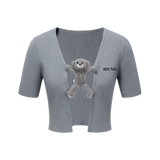 13DE MARZO Bear Buckle Thin Cardigan