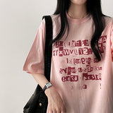 ルックルイラストレーションレタリングボクシーショートスリーブTシャツ