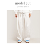 ワイドフィット2タックプリーツスウェットパンツ (WHITE)
