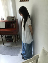 セリー ボタン ラウンドカラー パフスリーブ フリル ワンピース