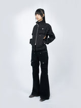 Curved Cargo Flare Pants (Black)