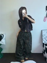 ミリタリーカーゴコットンオーバーワイドバルーンロングパンツ 🤎🩶💚3カラー