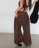 fleece leopard leopard jogger pants