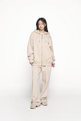 25SS INK STAMP LOGO HOODIE ZIP UP DARK BEIGE