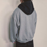 layered deconstructed zip-up hoodie_blue