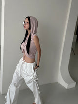 ribbon string shirring wide pants