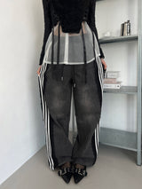 2WAYレースワイドデニムトレーニングバンディングロングパンツ (2 colors)