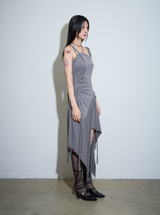 【MADE】カットアウトスリップドレス グレー