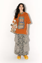 Knitted camouflage patchwork straight silhouette workwear half skirt for summer