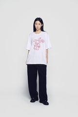 24FWハンドスケッチラビットショートスリーブTシャツホワイト