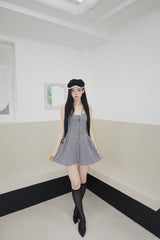 フレンチチェックフレアビスチェドレス