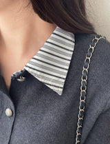 Atin Shirt Collar Pocket Knit Cardigan