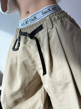 TRACKING BUCKLE NYLON CRINKLE TWO PLEAT WIDE LONG PANTS 💛🖤💚 - 3 COLORS