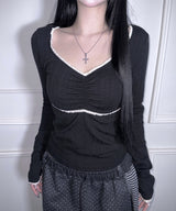 tiny lace tee (3colors)