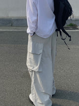 シルバーグレーナイロンカーゴバルーンパンツ　２色