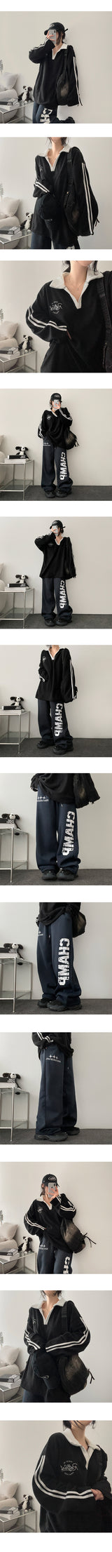 HotzトラックラインカラーフリースカラーTシャツ