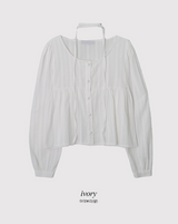 ロマンティックレースシャーリングブラウス + タイセット (4color)