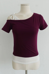 DUAL-TONE ASYMMETRY TEE (4COLORS!)