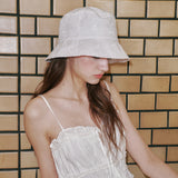 Flower Eyelet Bucket Hat (White-White)