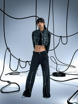 Ghost In The Shell Zip Pleat Pants (Black)