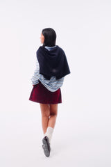 WOOL BLEND PIQUÉ TEXTURE CROSS TOTEM EMBROIDERY RAW-EDGE FOUR-COLOR BUTTON CARDIGAN